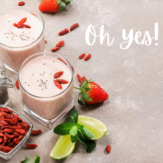 Goji Berry, Strawberry, LDA, And Chia Seeds Smoothie